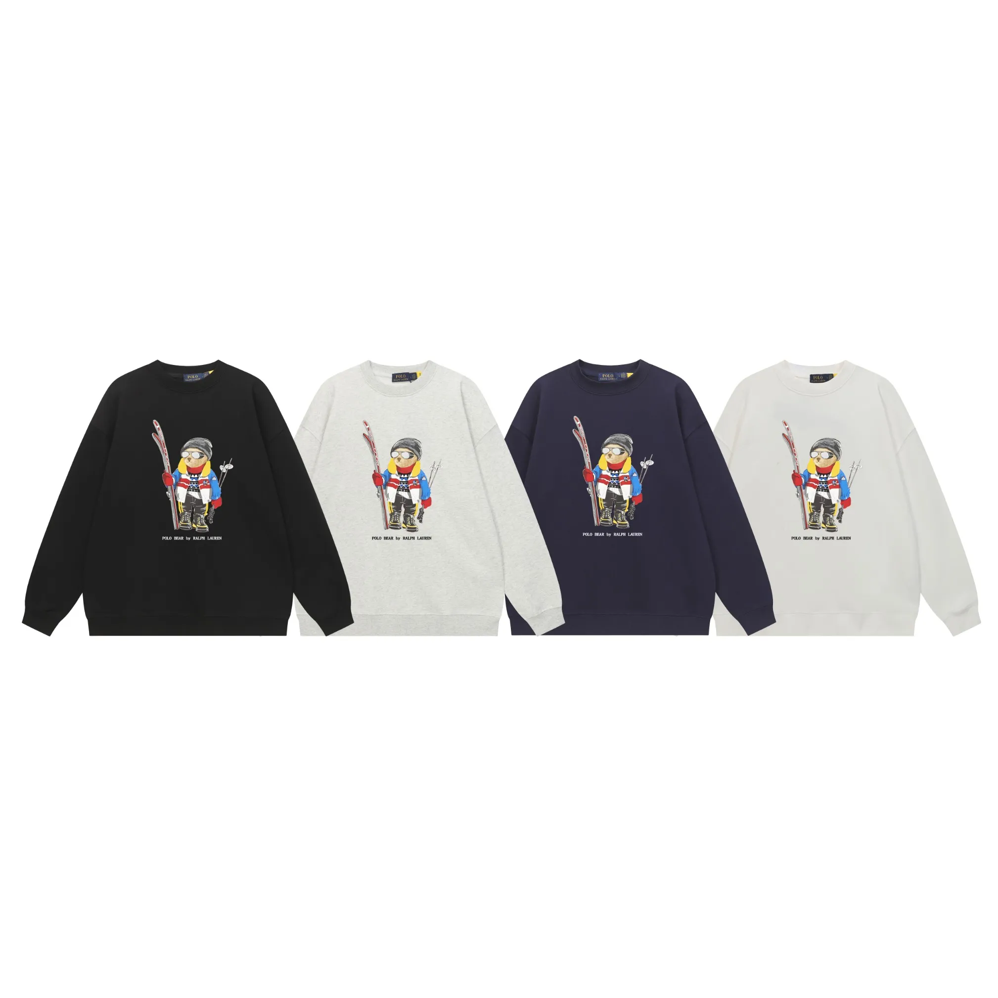 P200 Long-term stock] RalphLauren/Ralph Lauren 2025 autumn and winter new bear letter print 420g heavy large terry sweatshirt Ralph Lauren's age-reducing item, the coat fabric is made of 85% cotton ➕15% polyester, which not only retains the softness, comfort and breathability of cotton, but also adds the wear resistance and wrinkle resistance of polyester fiber, making the clothes more durable and easy to care for. Even in slightly cooler weather, you won't feel stuffy when wearing it. This kind of fabric has a natural crisp feel and is not easy to pill or deform. The bear on the chest is printed with English letters. It is full of color, full of three-dimensionality, and lifelike, adding a bit of liveliness and interest to the whole sweatshirt. There is no pressure to dress, regardless of age or gender. Complete accessories! Color: black, white, navy blue, light floral gray Size: M-L-XL-XXL